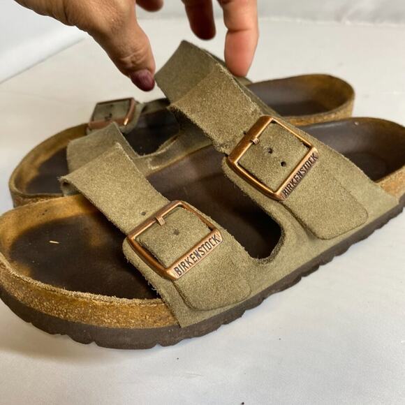 Birkenstock Arizona suede leather taupe sandals SZ 6 / 6.5 women 4 / 4.5 men Reg - Picture 5 of 6